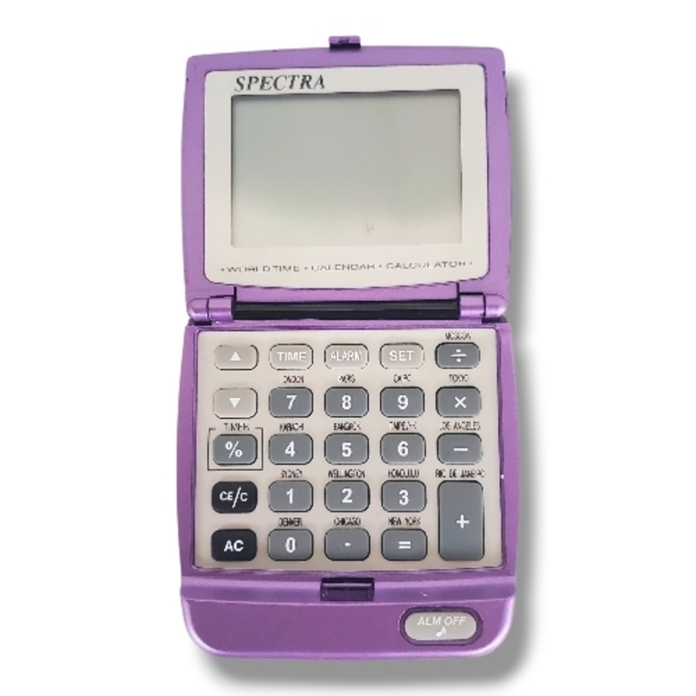 spectra calculator purple clamshell-style, portable electronic device Vintage